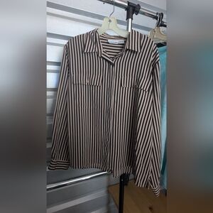 Alfred Dunner Black and Tan Striped Blouse